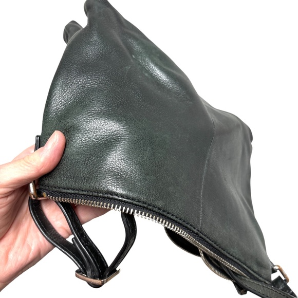 bag MARGOT DARK green soft leather crossbody adjustable strap pockets boho indie - Picture 3 of 12